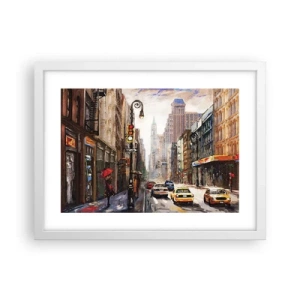 Pôster em moldura branca - Nova York – colorida também na chuva  - 40x30 cm