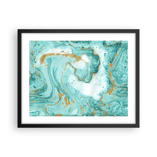 Pôster com moldura preta - Sob a grande onda do período Edo - 50x40 cm