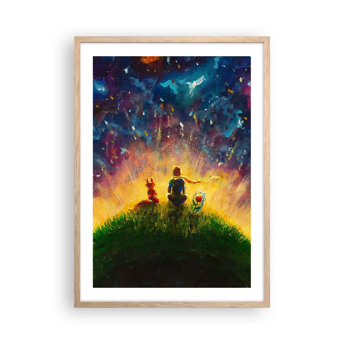 Pôster com moldura de carvalho claro - Amor e amizade - o mundo inteiro - 50x70 cm