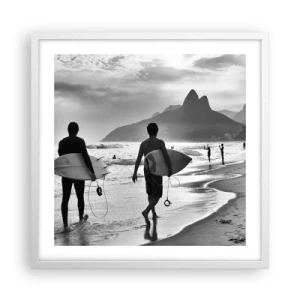 Pôster em moldura branca - Samba para uma onda - 50x50 cm