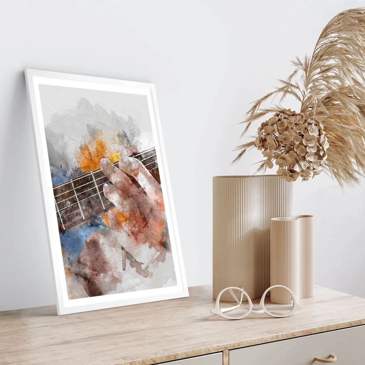 Pôster em moldura branca - Poesia entre as cordas - 70x100 cm