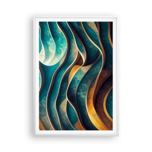 Pôster em moldura branca - Meandros de azul - 70x100 cm