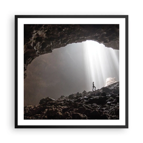 Pôster com moldura preta - Gruta luminosa - 60x60 cm