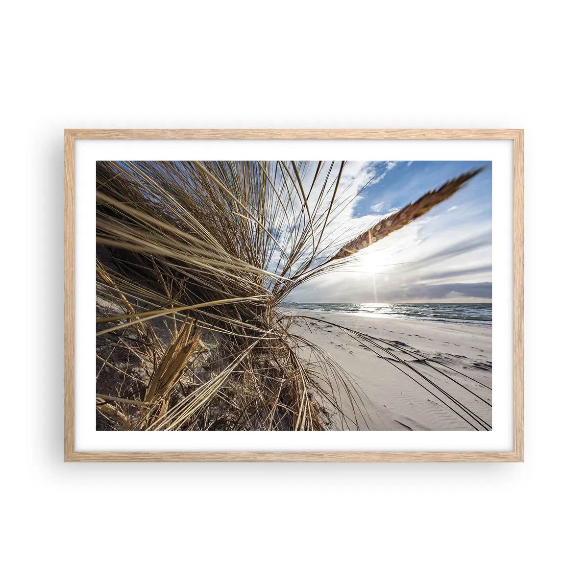 Pôster com moldura de carvalho claro - Reunião dos rlementos da natureza - 70x50 cm