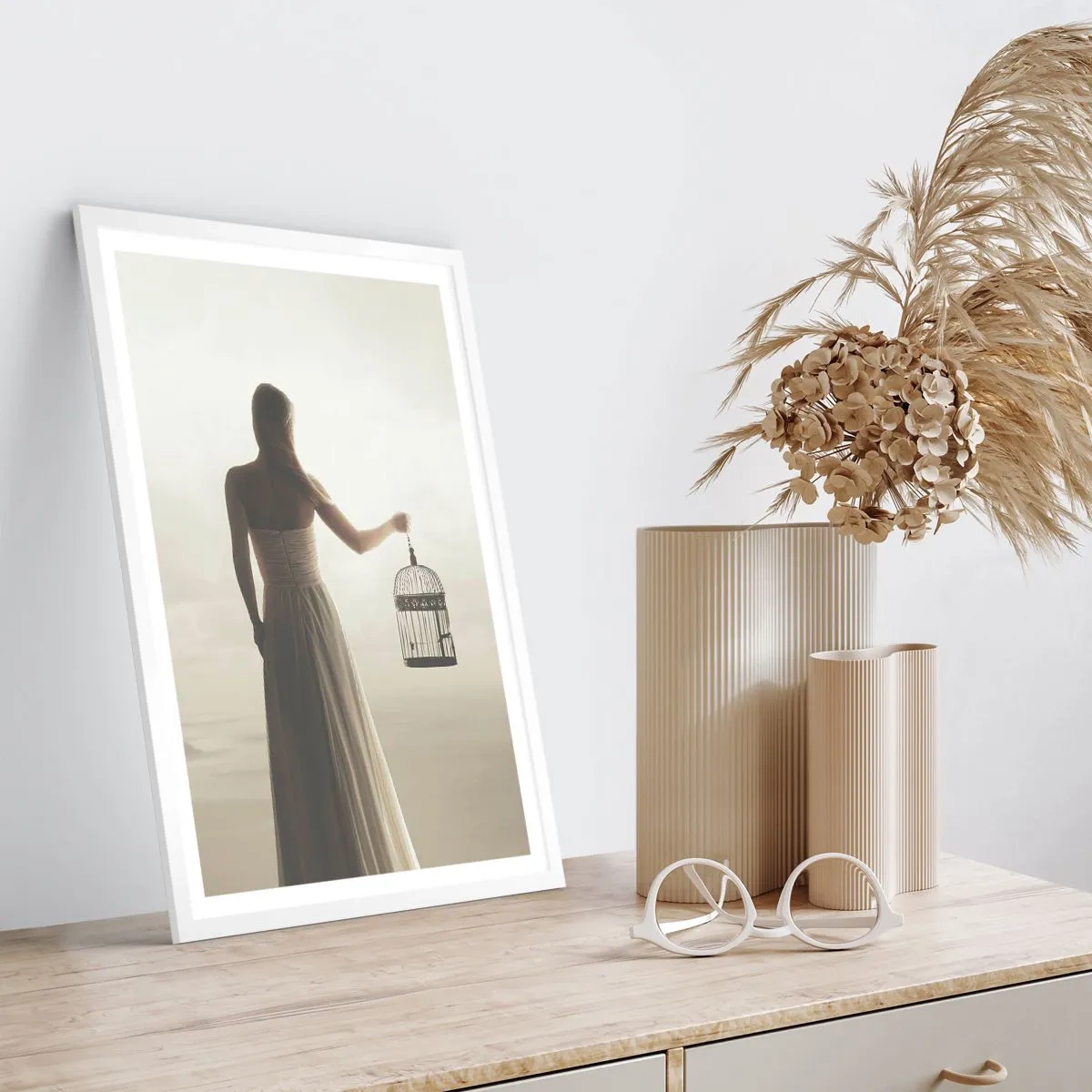 Pôster em moldura branca - Seja livre - 70x100 cm