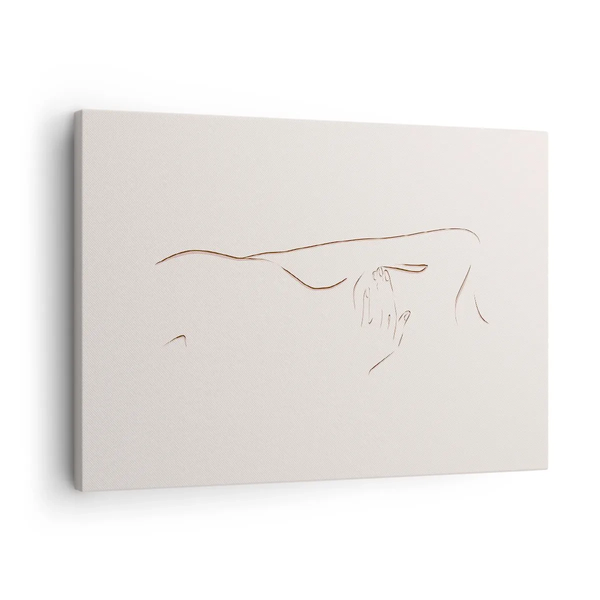 Quadro em tela - Um desenho sutil de uma silhueta contra um fundo claro - 70x50cm - A forma do desejo - Decoração de parede moderna para a sala de estar e quarto ARTTOR