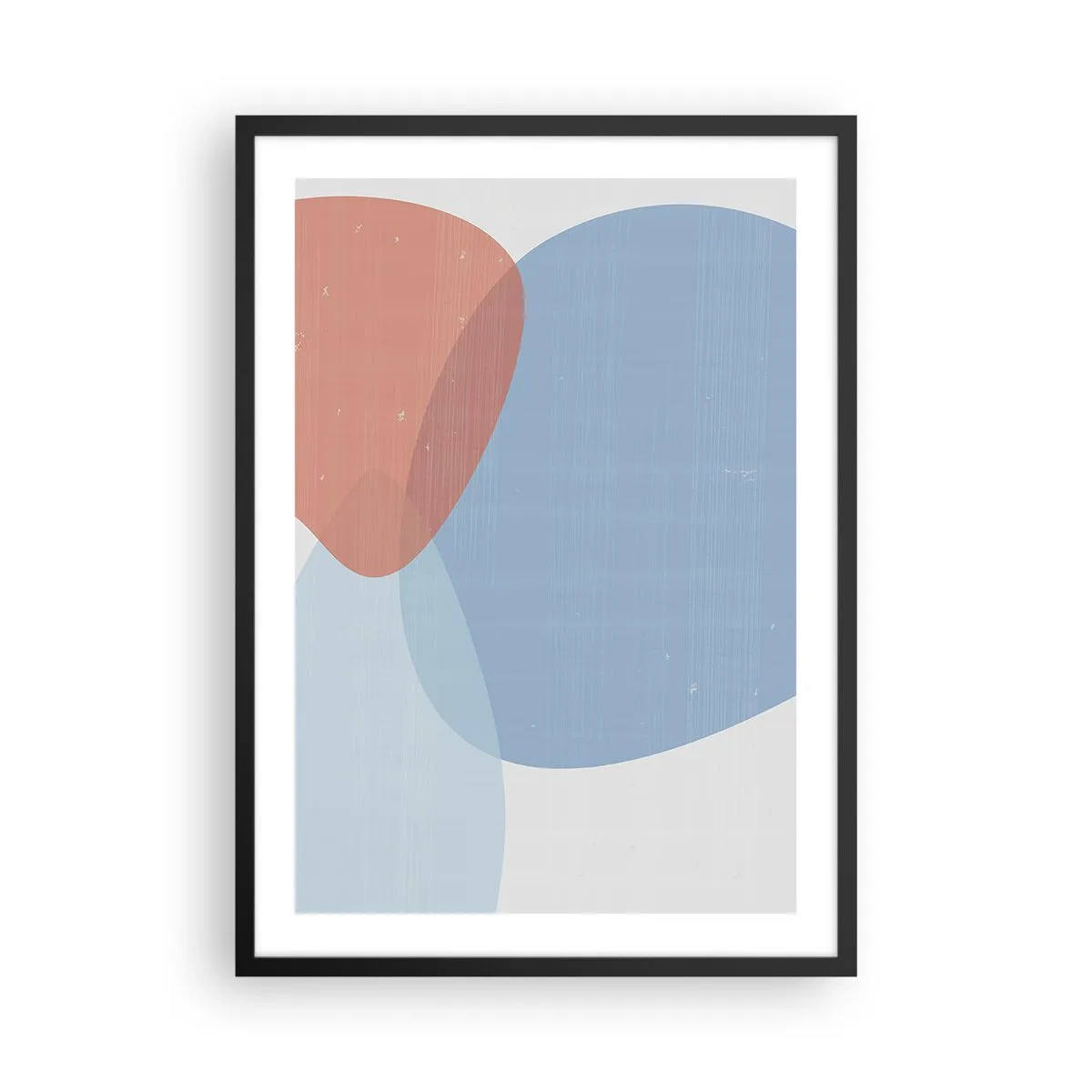 Pôster com moldura preta - Formas abstratas em tons de azul e bege - 50x70cm - Relacionamentos pastel - Decoração de parede moderna para a sala de estar e quarto ARTTOR