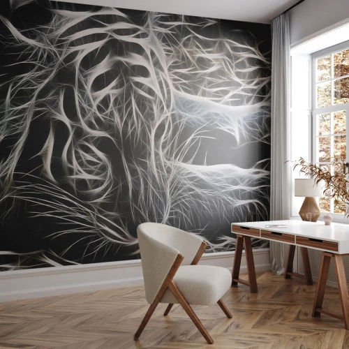 Papel de Parede Premium Sand - Um estudo da leveza do gato - Abstração, Tigre, Animais - 350x256 cm