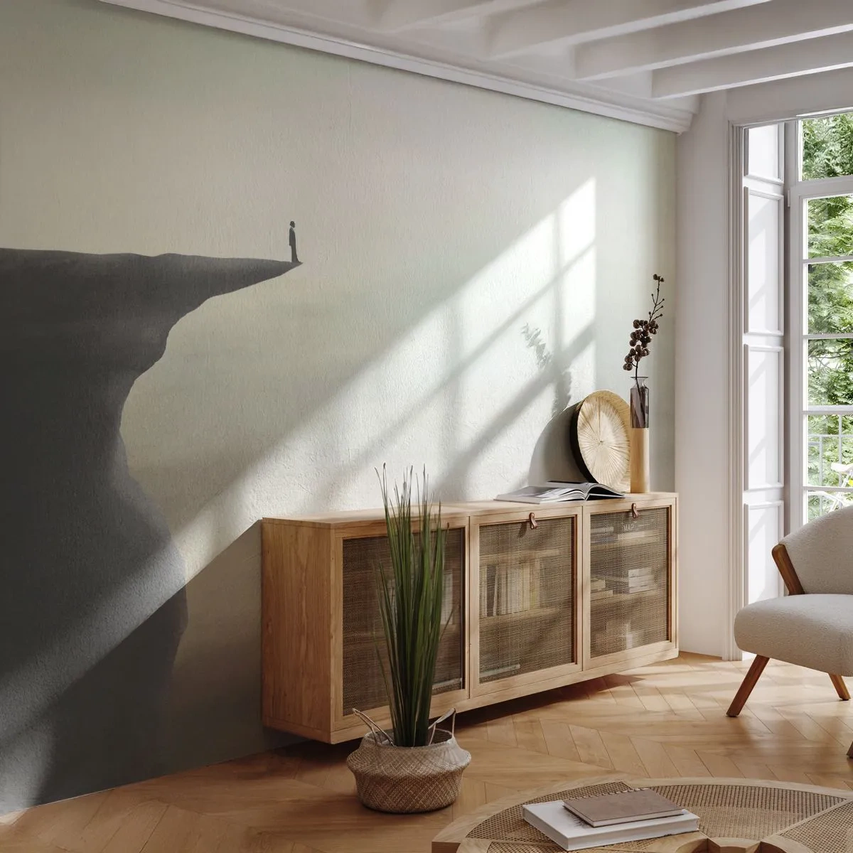 Papel de Parede Premium Sand - Para cima, é claro! - Penhasco, Natureza, Turista - 250x175 cm