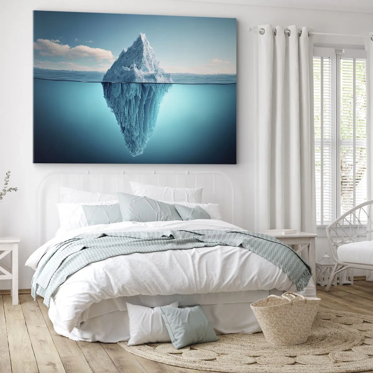 Quadro em tela - Um iceberg visível acima e abaixo da superfície da água - 70x50cm - Rainha do Gelo - Decoração de parede moderna para a sala de estar e quarto ARTTOR