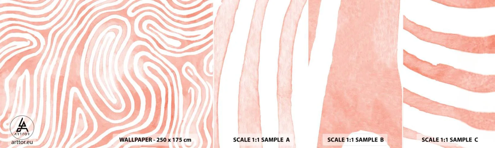 Amostra de Papel de Parede Standard Eco - No labirinto de corais - Minimalismo, Arte Moderna, Abstração - 100x30 cm