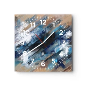 Relógio de parede - Relógio em vidro - Numa diagonal azul - 40x40 cm