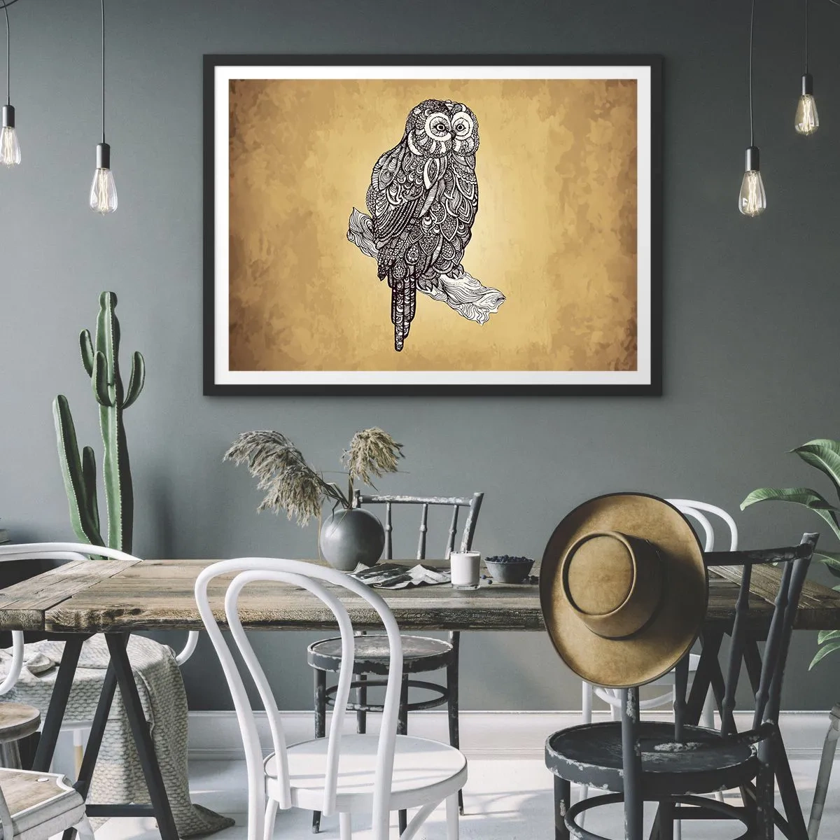 Pôster com moldura preta - Ornamentos intrincados de sabedoria - 70x50 cm