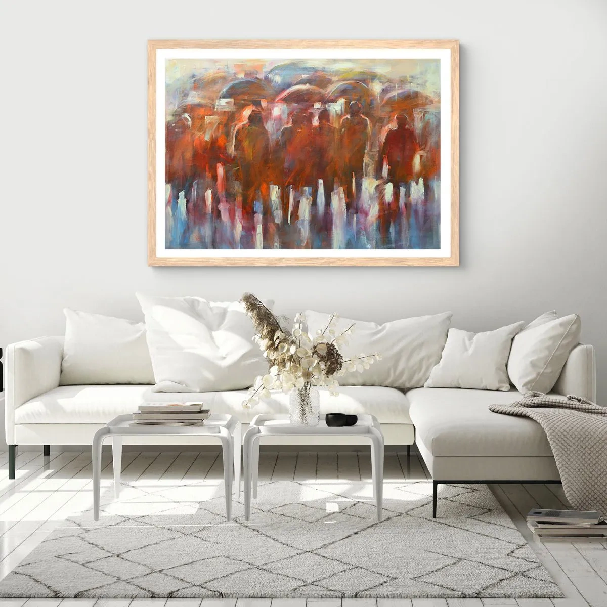 Pôster com moldura de carvalho claro - Iguais na chuva e no nevoeiro - 100x70 cm