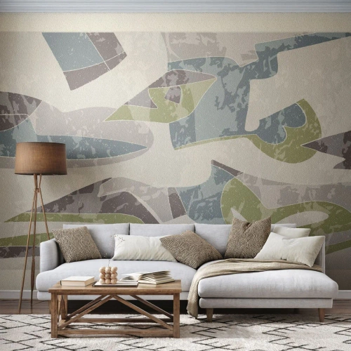 Papel de Parede Autocolante Deluxe Sticker - Composição atrás do vidro - Formas, Abstração, Pastel - 400x280 cm
