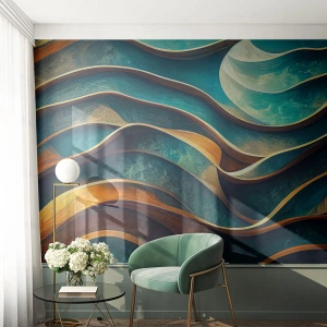Papel de Parede Autocolante Deluxe Sticker - Meandros de azul - Ondas, Abstração, Tridimensional - 100x70 cm