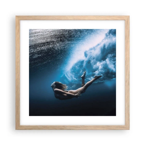 Pôster com moldura de carvalho claro - Sereia moderna - 40x40 cm