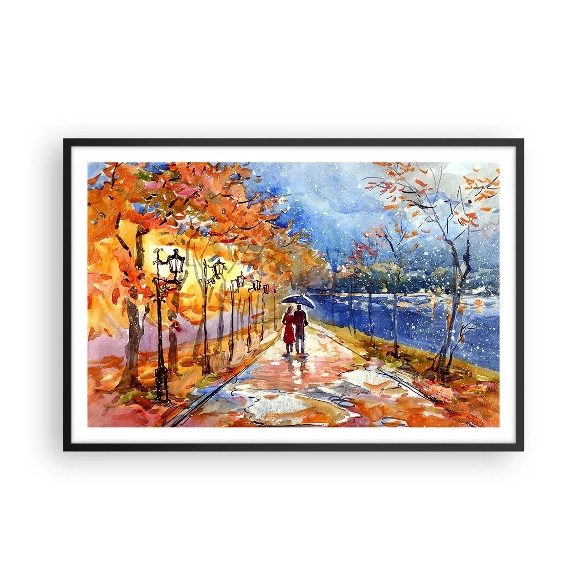 Pôster com moldura preta - Juntos até ao limite do tempo - 91x61 cm