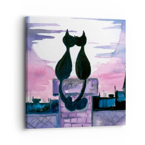 Quadro em tela - Rendez-vous sob a lua - 30x30 cm