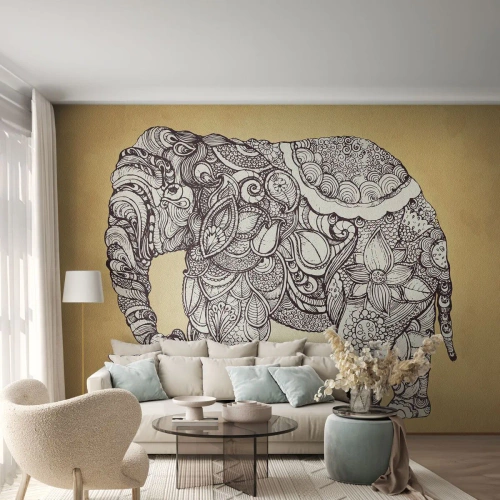 Papel de Parede Premium Canvas - O elefante se cobriu - Elefante, indiano, Animal - 200x140 cm