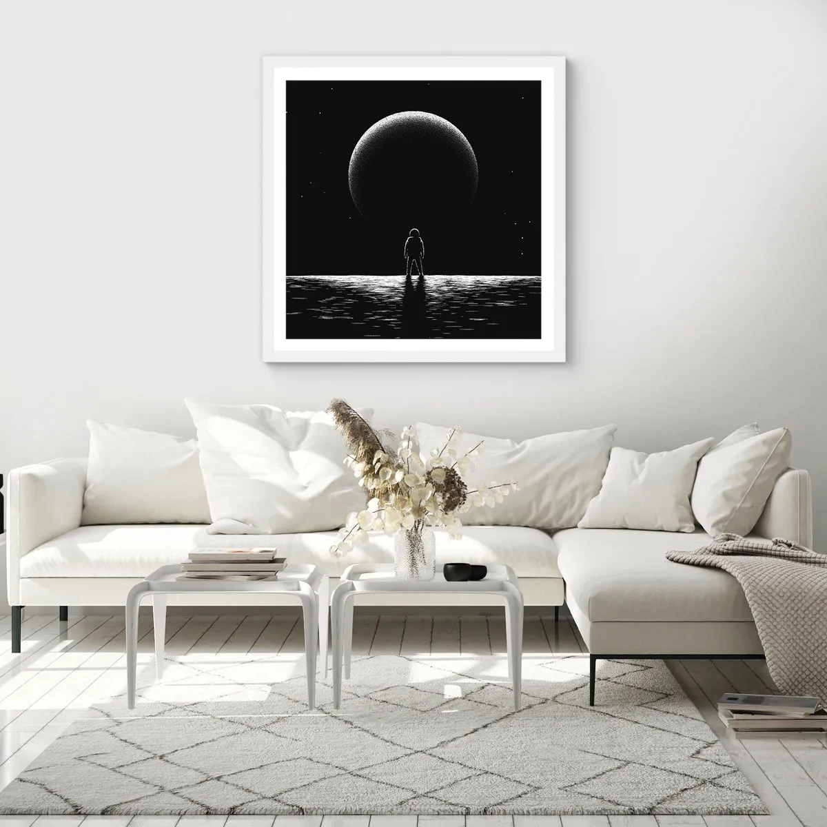 Pôster em moldura branca - Cara a cara - 60x60 cm