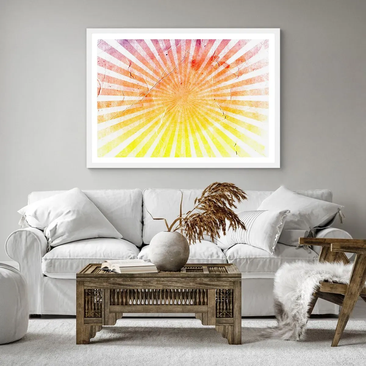 Pôster em moldura branca - Nasceres e entardeceres - 91x61 cm