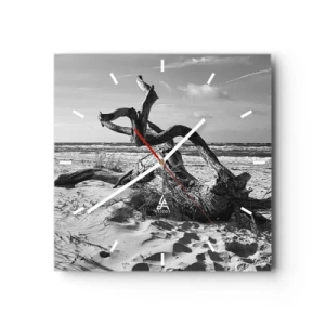 Relógio de parede - Relógio em vidro - Escultura do mar - 30x30 cm