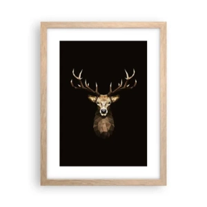 Pôster com moldura de carvalho claro - Veado cubista - 30x40 cm