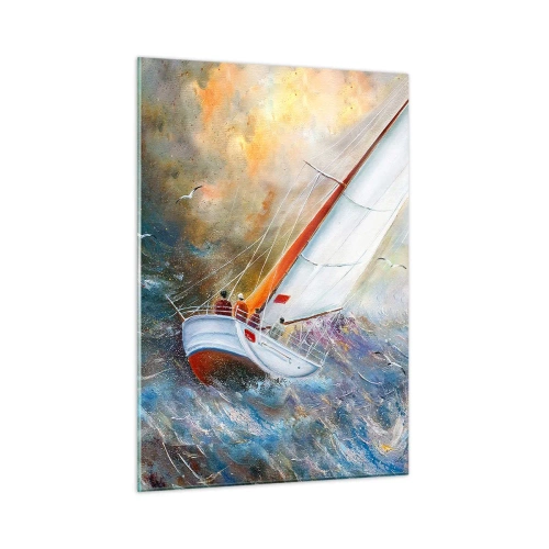 Quadro em vidro - Correr sobre as ondas - 50x70 cm