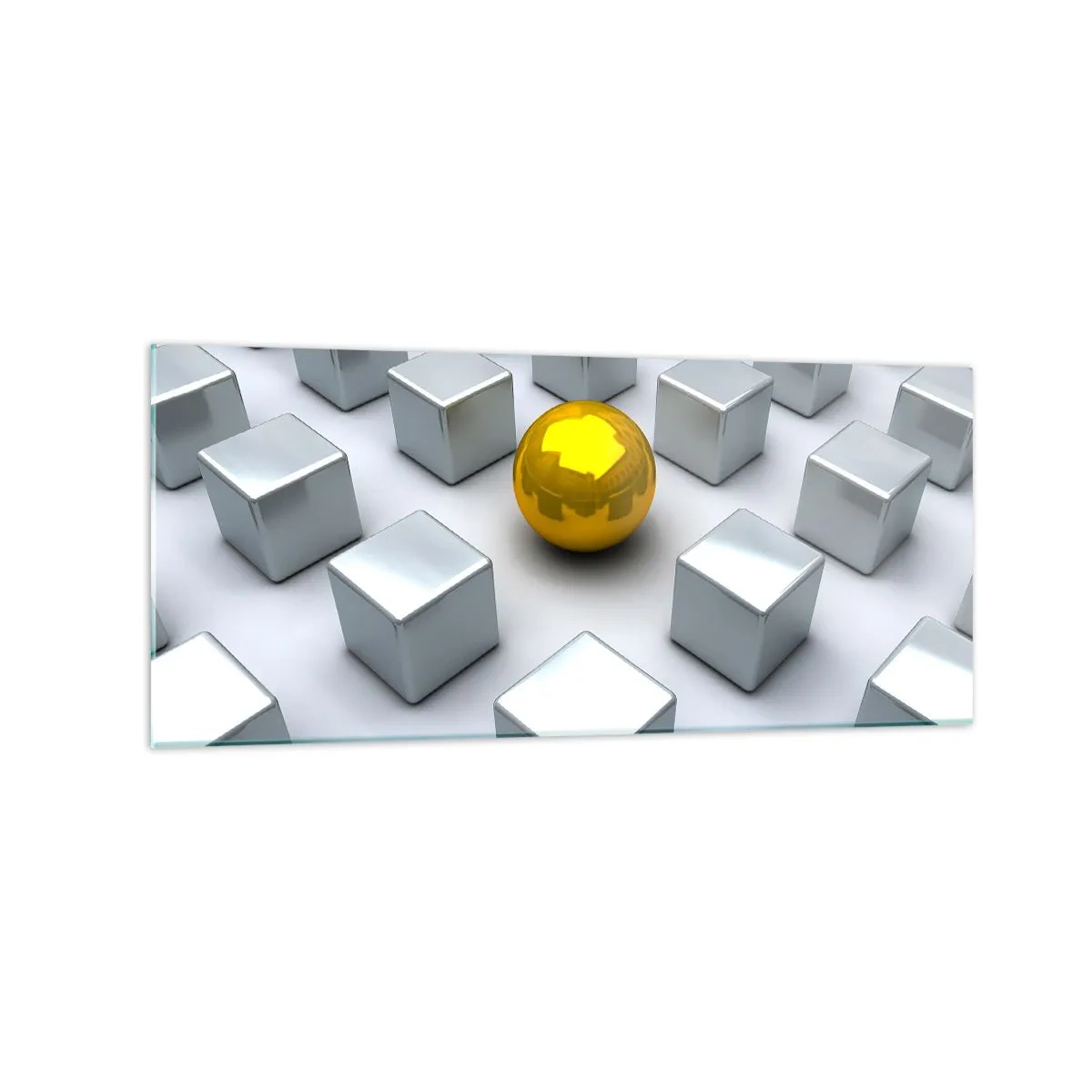 Quadro em vidro - Por que eu? Obras de arte geométricas - 120x50 cm