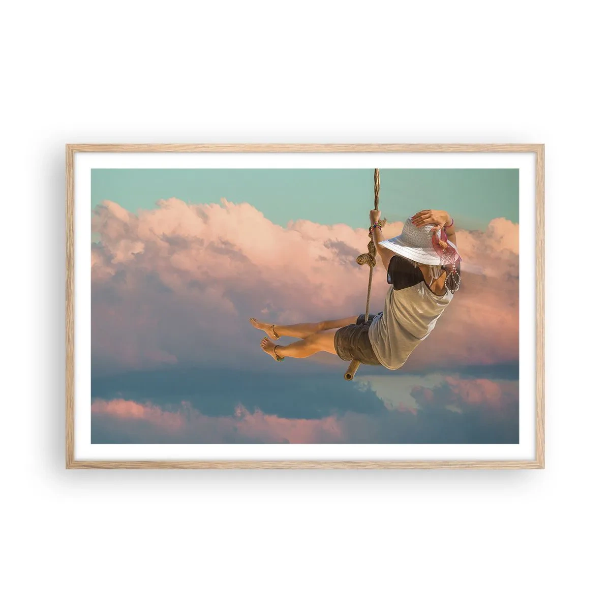 Pôster com moldura de carvalho claro - Diversão nas nuvens - 91x61 cm