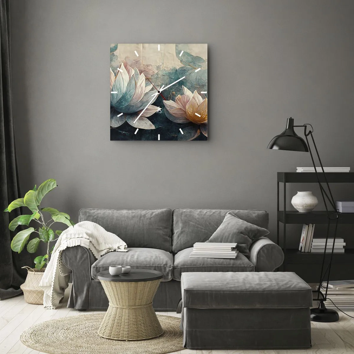 Relógio de parede - Relógio em vidro - Estrelas do lago - 40x40 cm