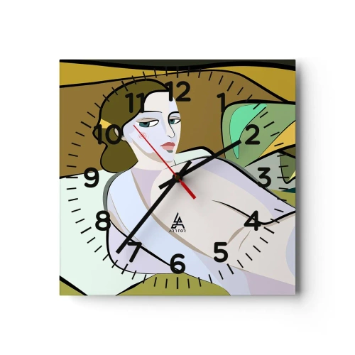 Relógio de parede - Relógio em vidro - Retrato íntimo - 40x40 cm