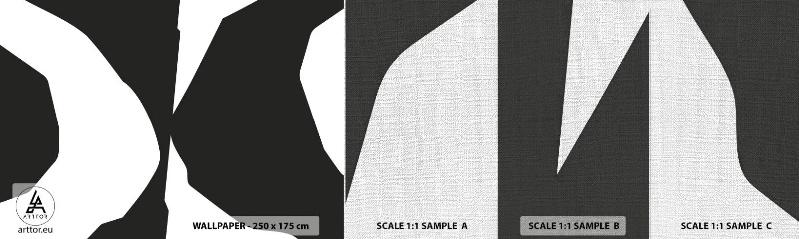 Amostra de papel de parede Premium Canvas - Positivo negativo - Preto e branco, Abstração, Pedaço - 100x30 cm