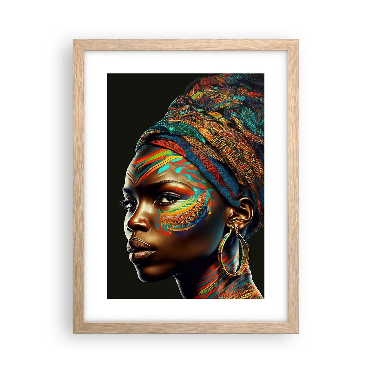 Pôster com moldura de carvalho claro - Rainha africana - 30x40 cm