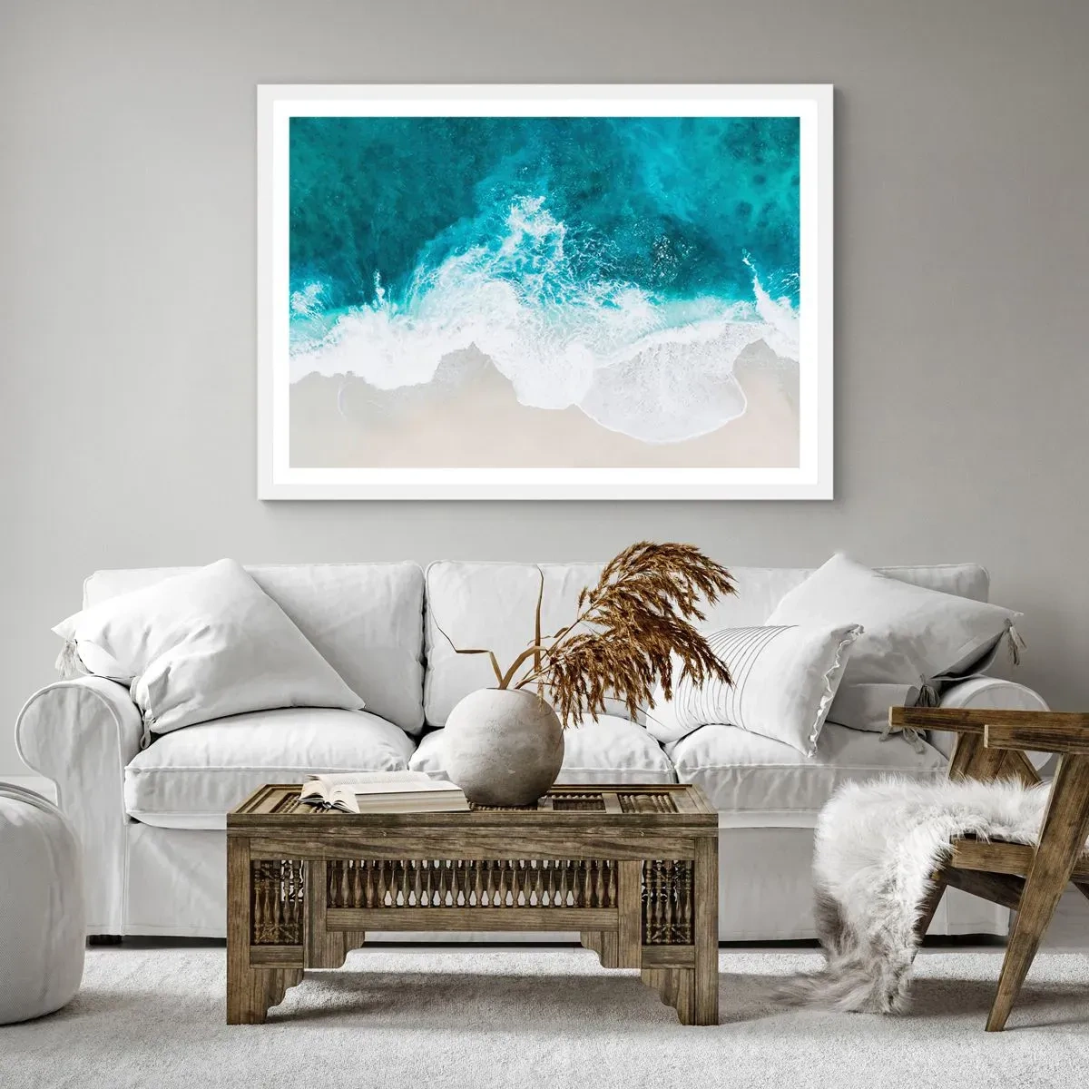 Pôster em moldura branca - Carícia natural - 70x50 cm