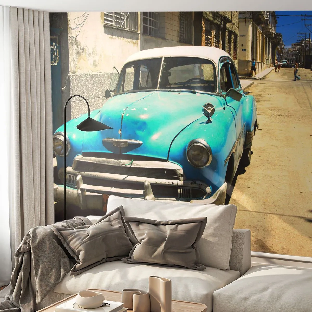 Papel de Parede Premium Sand - Evviva Cuba! - Automotivo, Carro, Cuba - 100x70 cm
