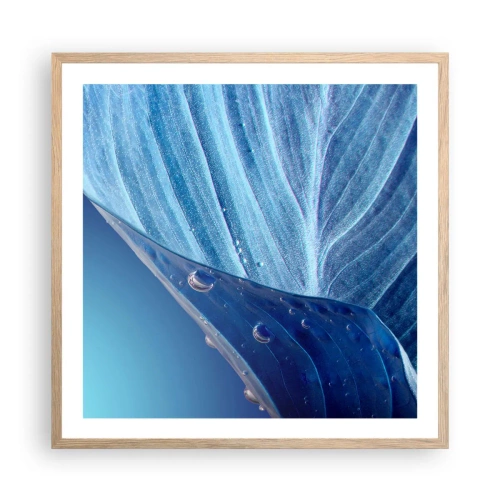 Pôster com moldura de carvalho claro - Gotas escondidas no azul - 60x60 cm