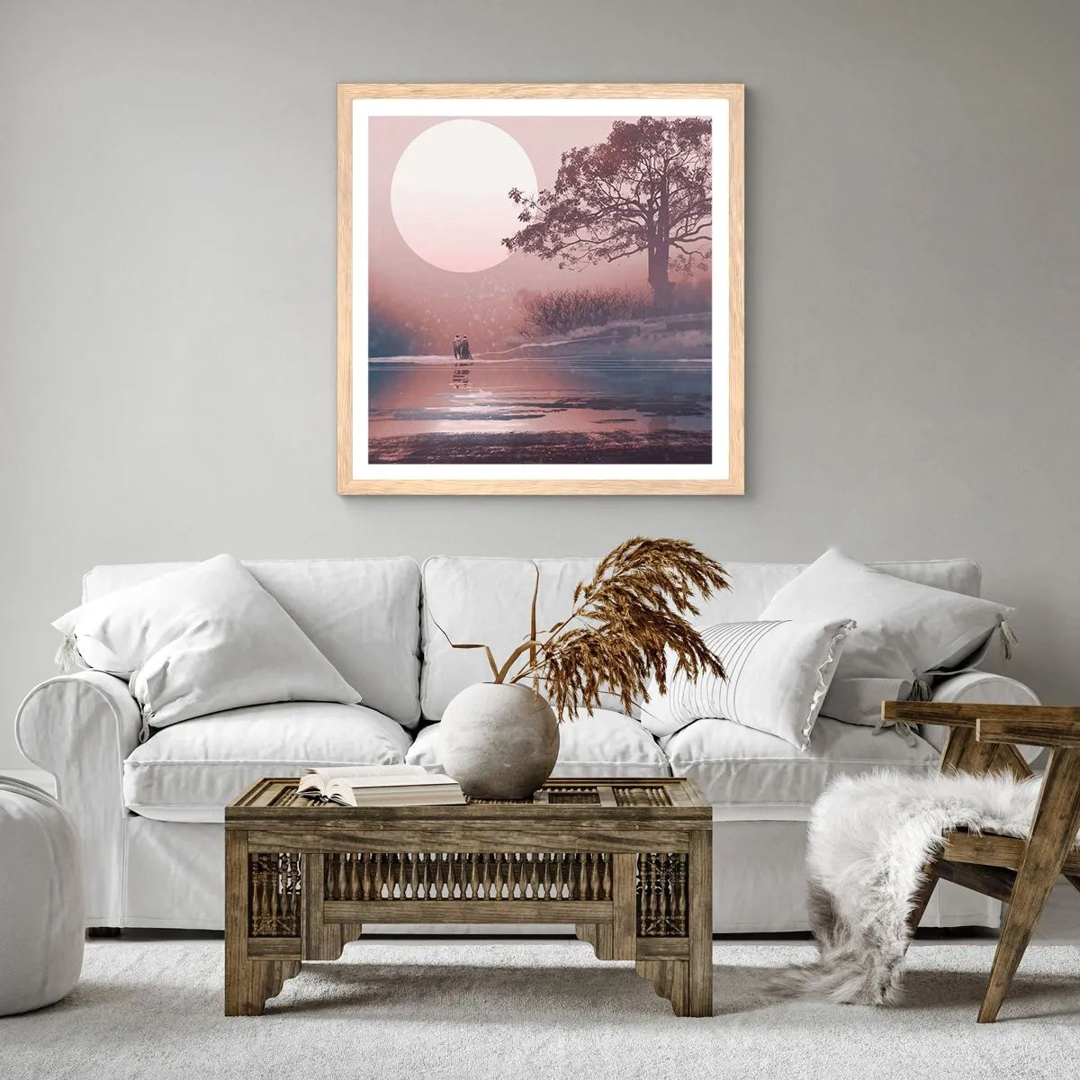 Pôster com moldura de carvalho claro - Maravilhas da noite - 60x60 cm