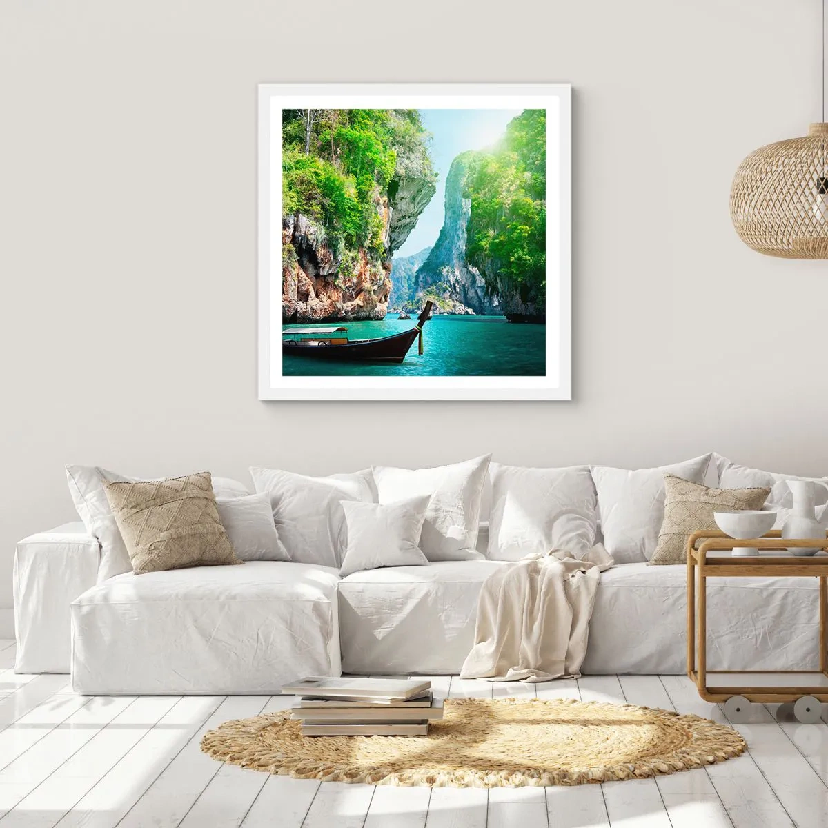 Pôster em moldura branca - Um convite para uma viagem exótica - 60x60 cm