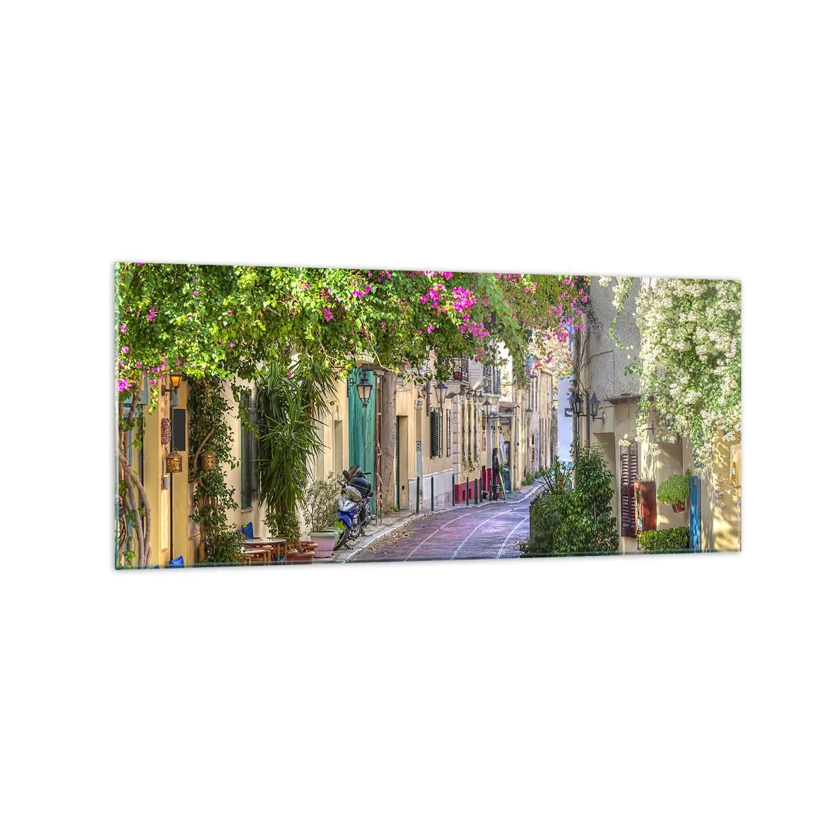 Quadro em vidro - Beco florido - 120x50 cm