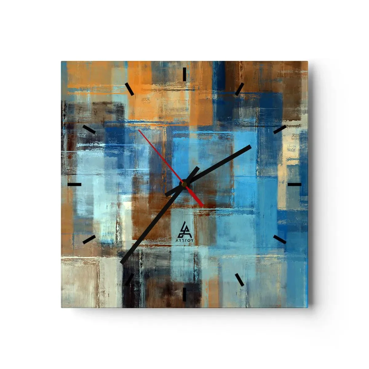 Relógio de parede - Relógio em vidro - Através da cortina azul - 30x30 cm