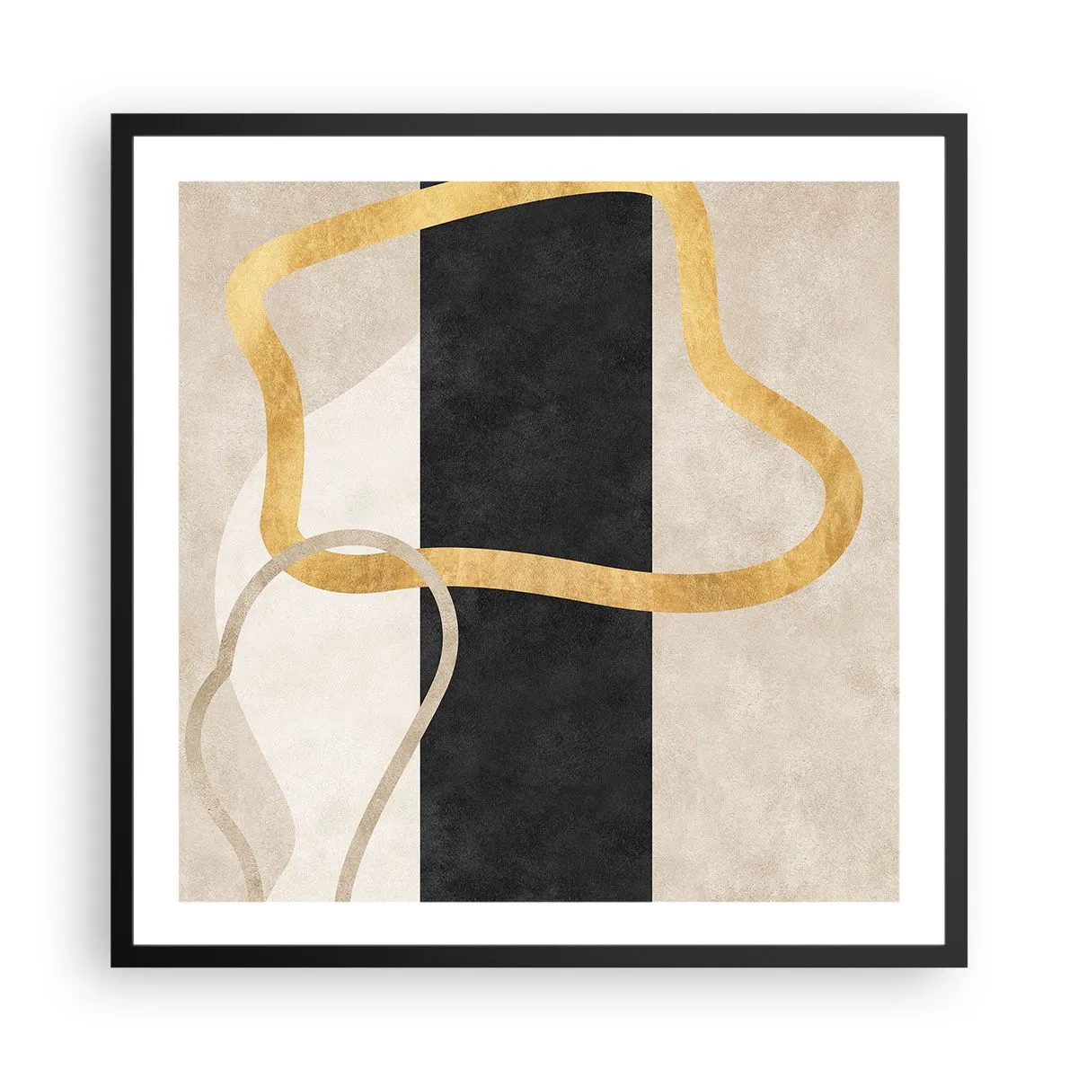 Pôster com moldura preta - Formas em loop - 60x60 cm