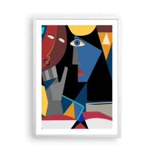 Pôster em moldura branca - Uma conversa entre cubistas - 50x70 cm