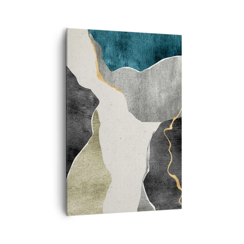 Quadro em tela - Composição de mosaico com fio de ouro - 70x100 cm