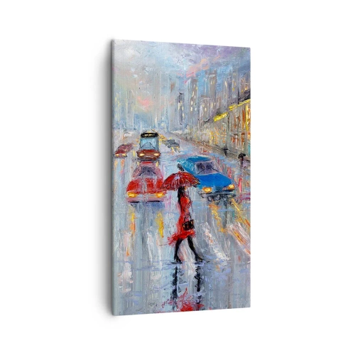 Quadro em tela - Tarde chuvosa na cidade - 45x80 cm