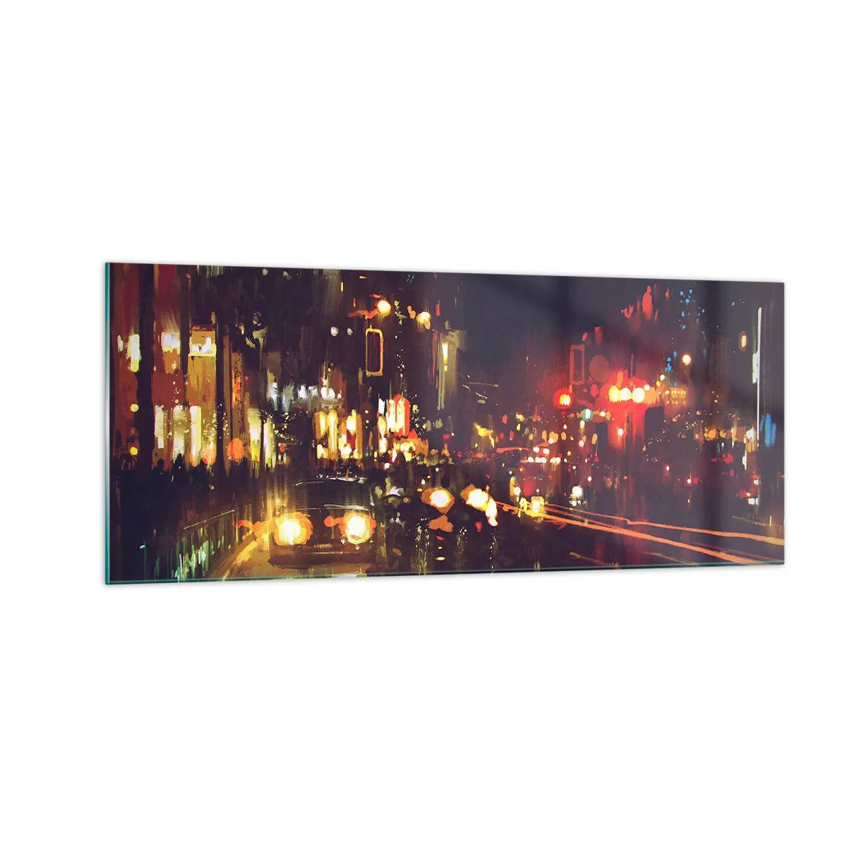 Quadro em vidro - Imerso nas luzes da noite - 100x40 cm
