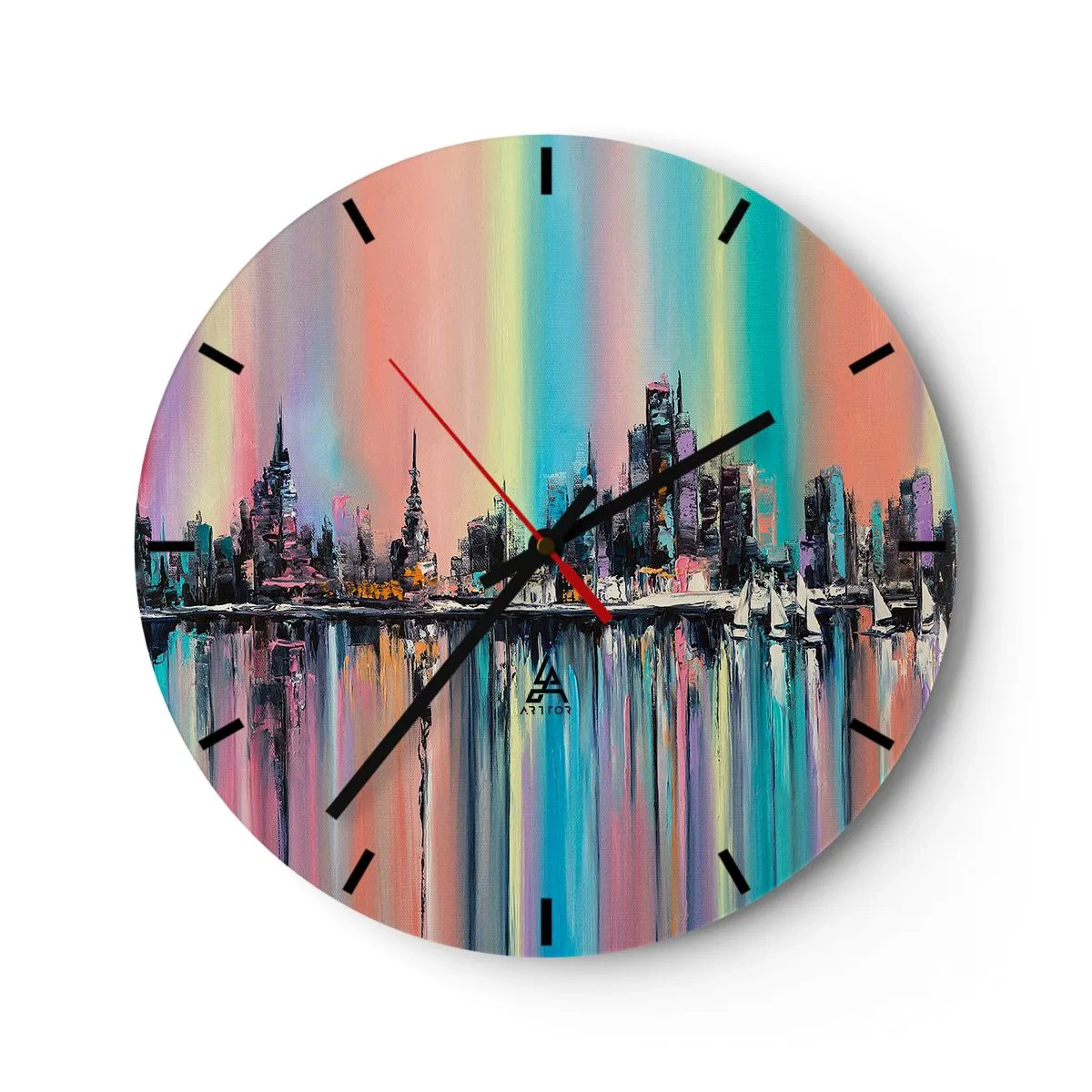 Relógio de parede - Relógio em vidro - Brilho da noite - 40x40 cm