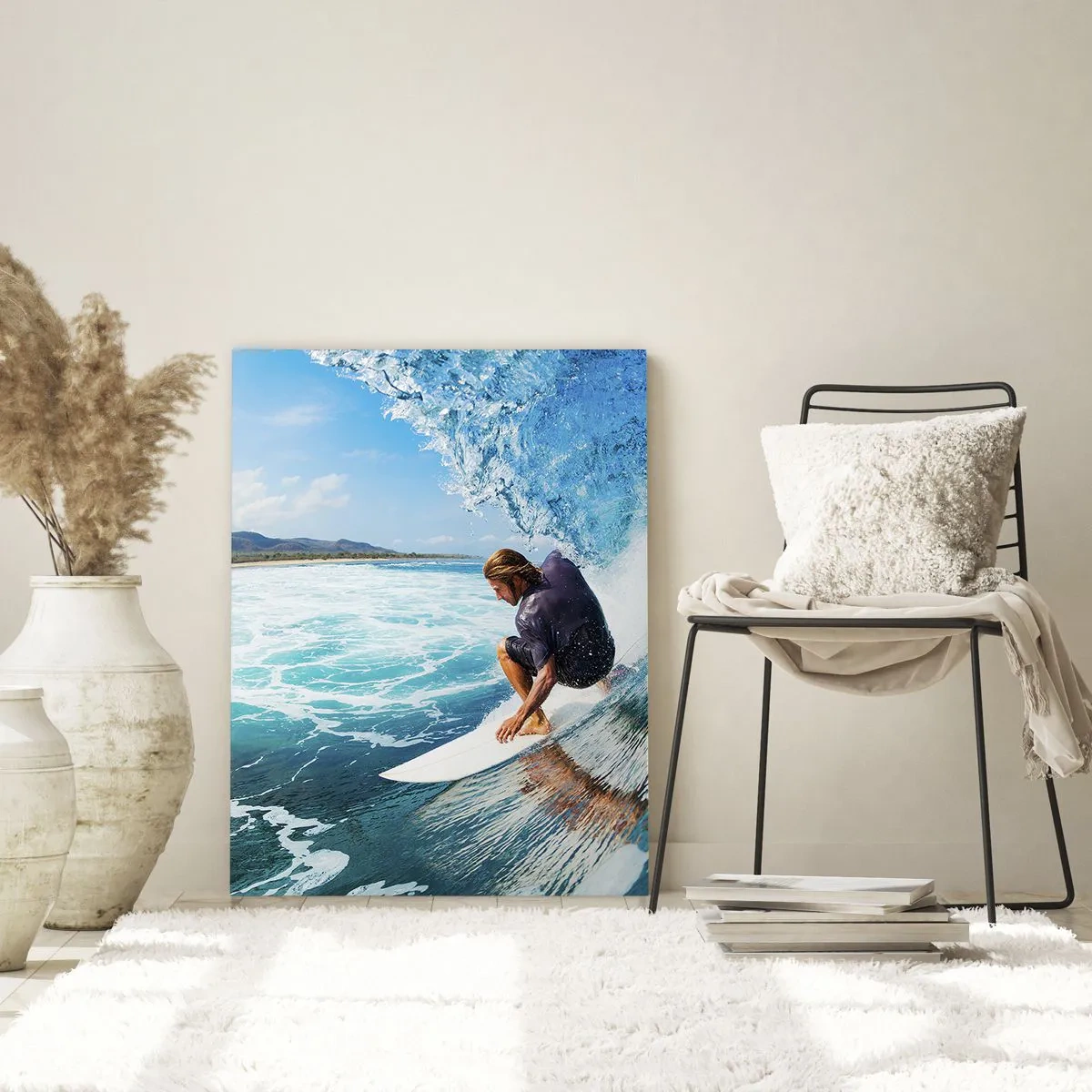 Quadro em vidro - Dançando com as ondas - 70x100 cm