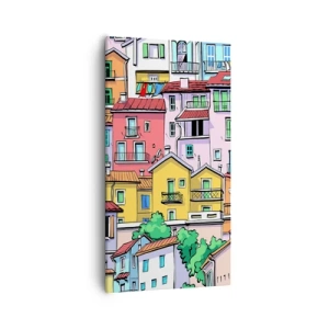 Quadro em tela - Cidade divertida - 55x100 cm